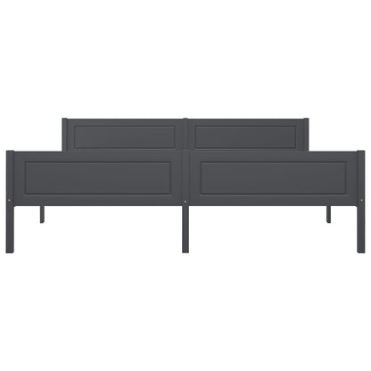 Bed Frame without Mattress Solid Pinewood Grey 180x200 cm Super King