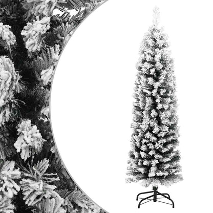 Slim Artificial Christmas Tree with Flocked Snow Green 120 cm PVC