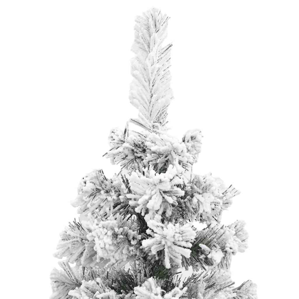 Slim Artificial Christmas Tree with Flocked Snow Green 120 cm PVC