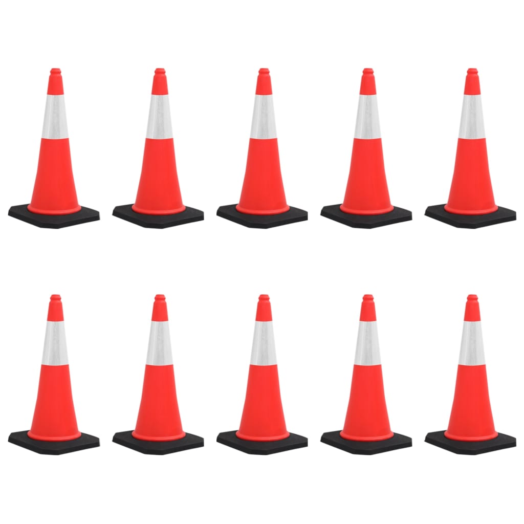 Reflective Traffic Cones with Heavy Bases 10 pcs 75 cm