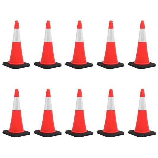 Reflective Traffic Cones with Heavy Bases 10 pcs 75 cm