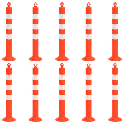 Traffic Control Bollards 10 pcs with Chain 75 cm PE