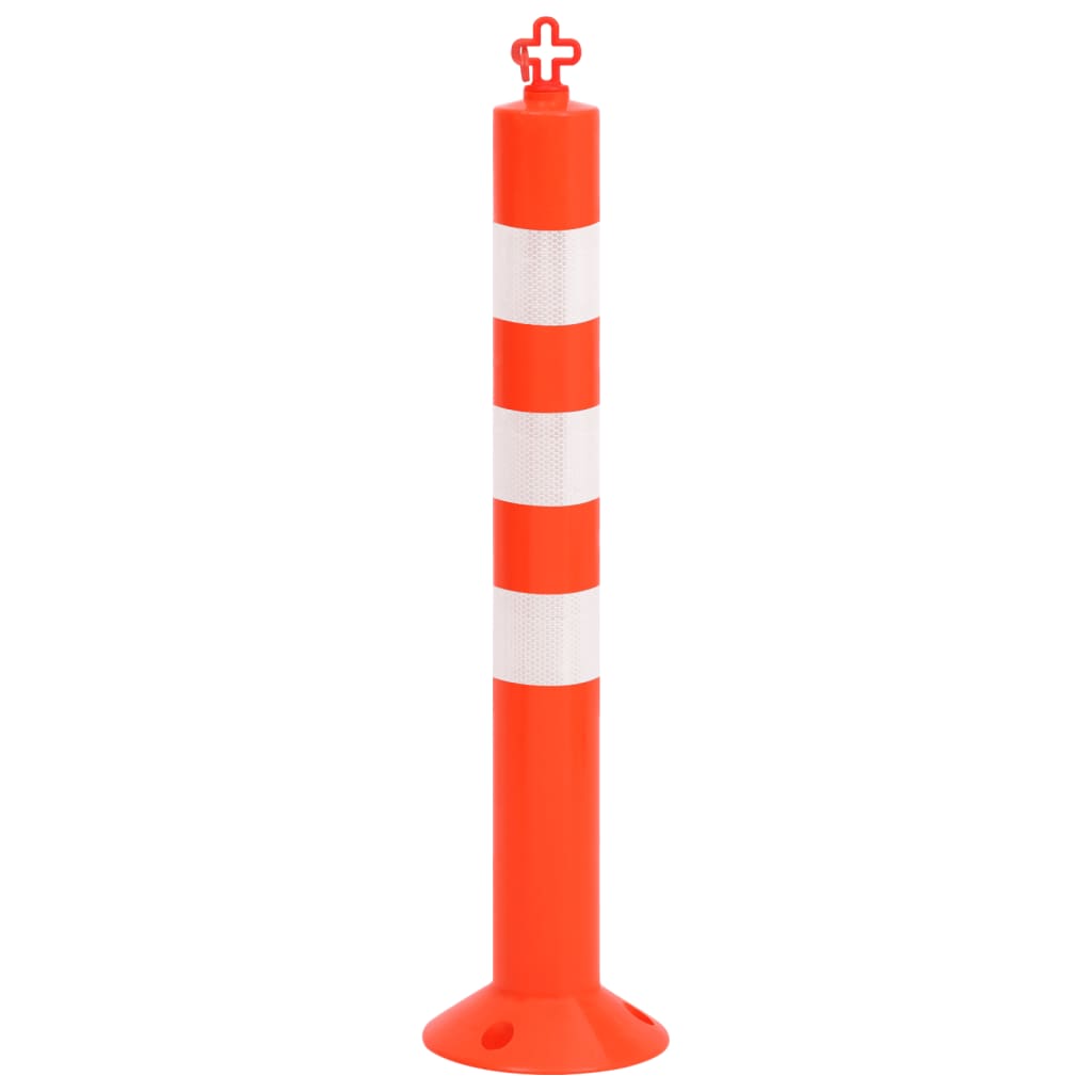 Traffic Control Bollards 10 pcs with Chain 75 cm PE