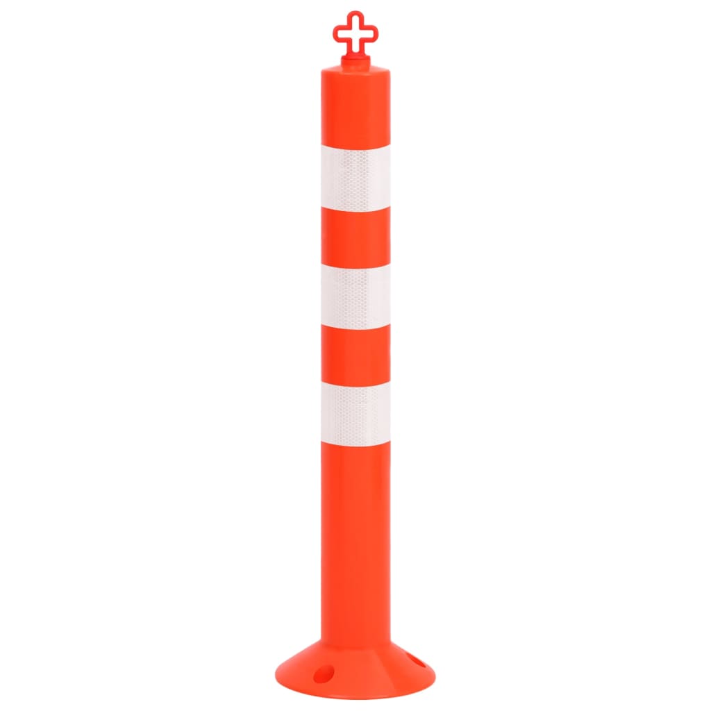 Traffic Control Bollards 10 pcs with Chain 75 cm PE
