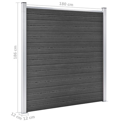 Fence Panel Set WPC 526x186 cm Black