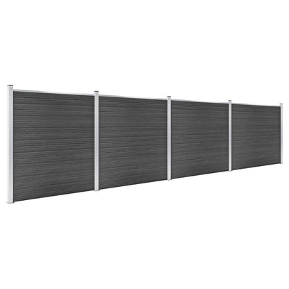 Fence Panel Set WPC 699x186 cm Black
