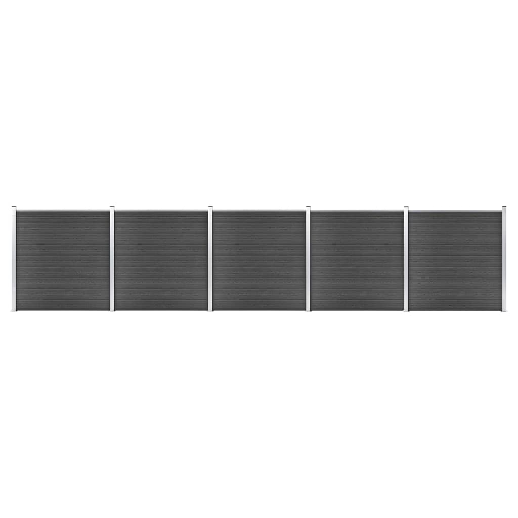 Fence Panel Set WPC 872x186 cm Black