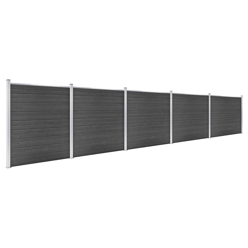 Fence Panel Set WPC 872x186 cm Black