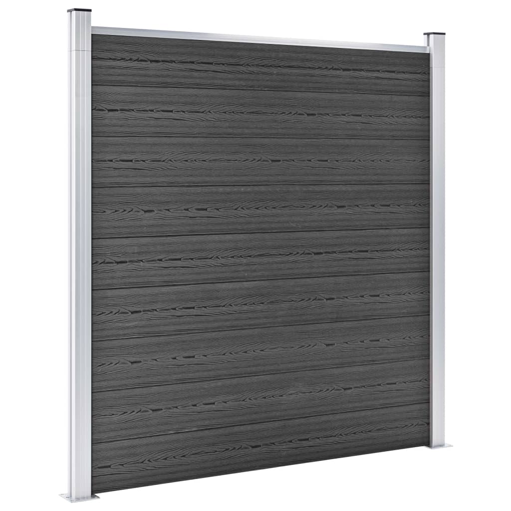 Fence Panel Set WPC 872x186 cm Black