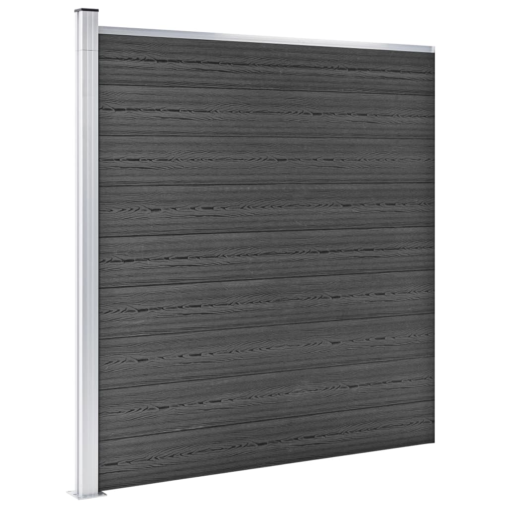 Fence Panel Set WPC 872x186 cm Black