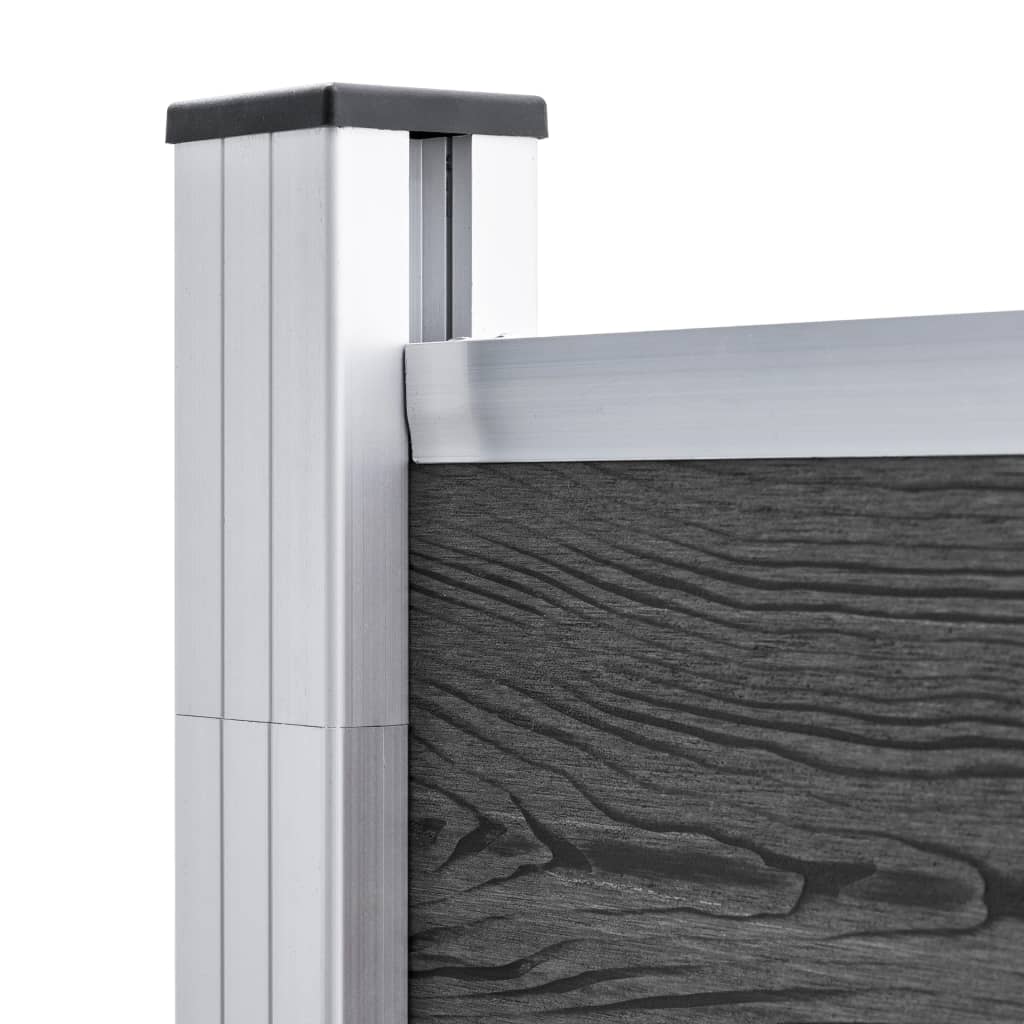 Fence Panel Set WPC 872x186 cm Black