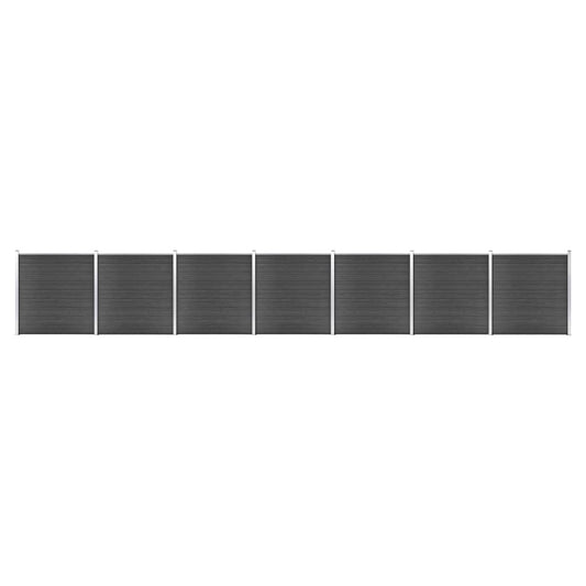 Fence Panel Set WPC 1218x186 cm Black