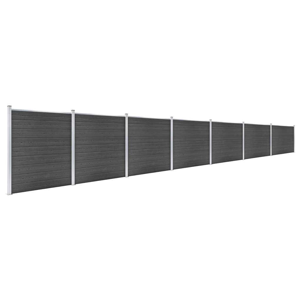 Fence Panel Set WPC 1218x186 cm Black
