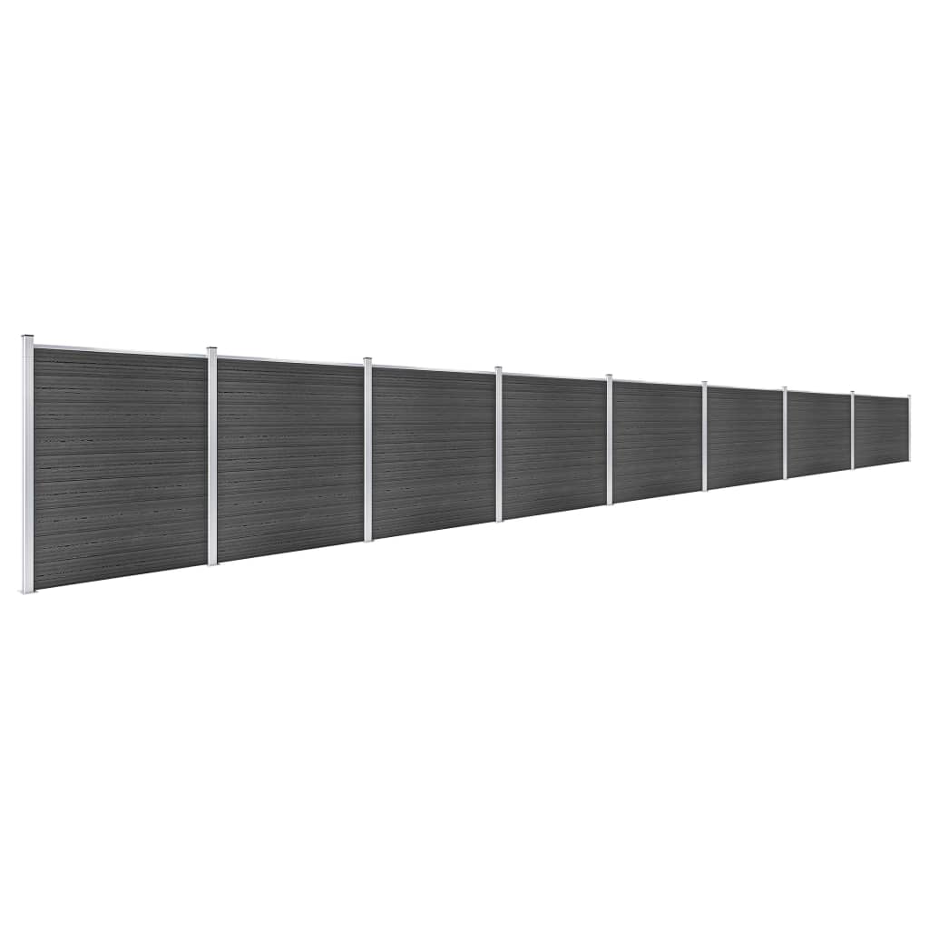 Fence Panel Set WPC 1391x186 cm Black