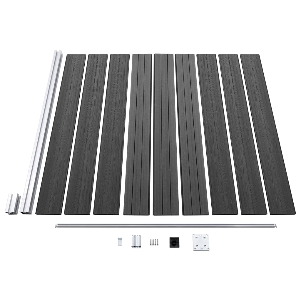 Fence Panel Set WPC 1391x186 cm Black
