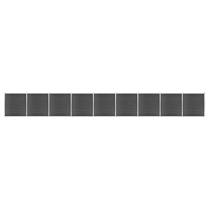 Fence Panel Set WPC 1564x186 cm Black