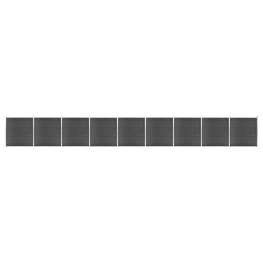 Fence Panel Set WPC 1564x186 cm Black