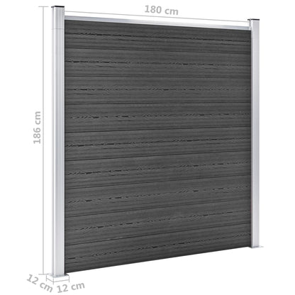 Fence Panel Set WPC 1737x186 cm Black
