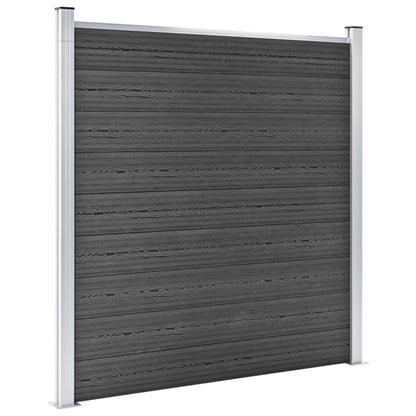 Fence Panel Set WPC 1737x186 cm Black
