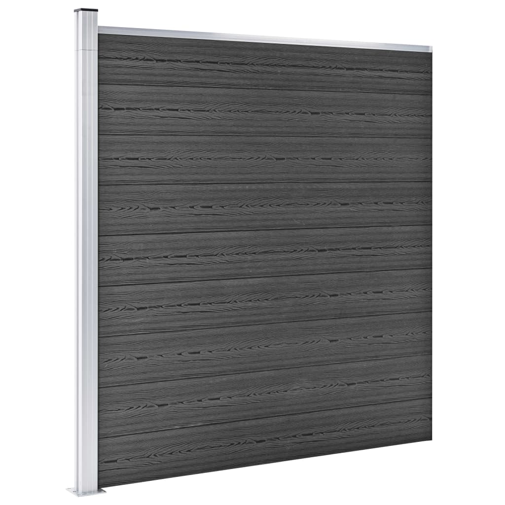 Fence Panel Set WPC 1737x186 cm Black