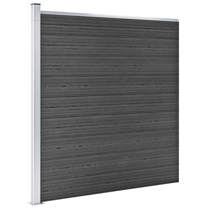 Fence Panel Set WPC 1737x186 cm Black