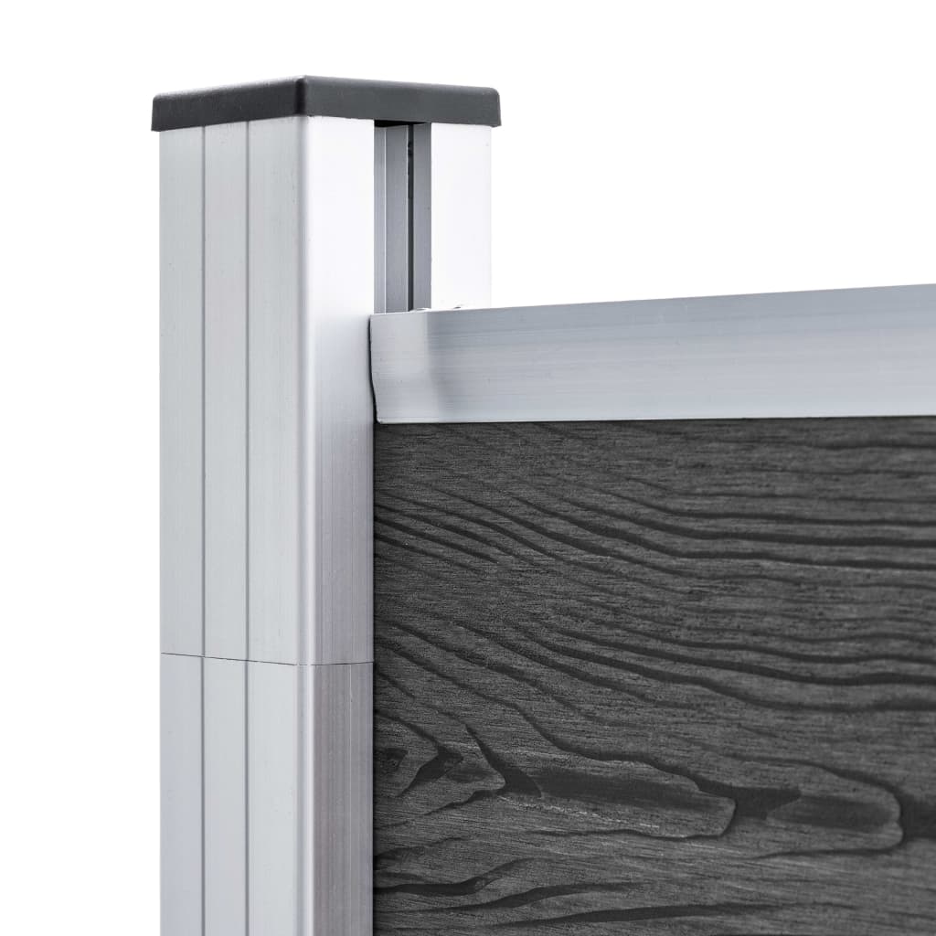 Fence Panel Set WPC 1737x186 cm Black