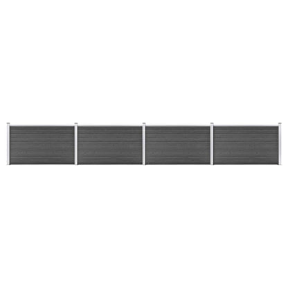 Fence Panel Set WPC 699x105 cm Black