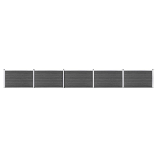 Fence Panel Set WPC 872x105 cm Black