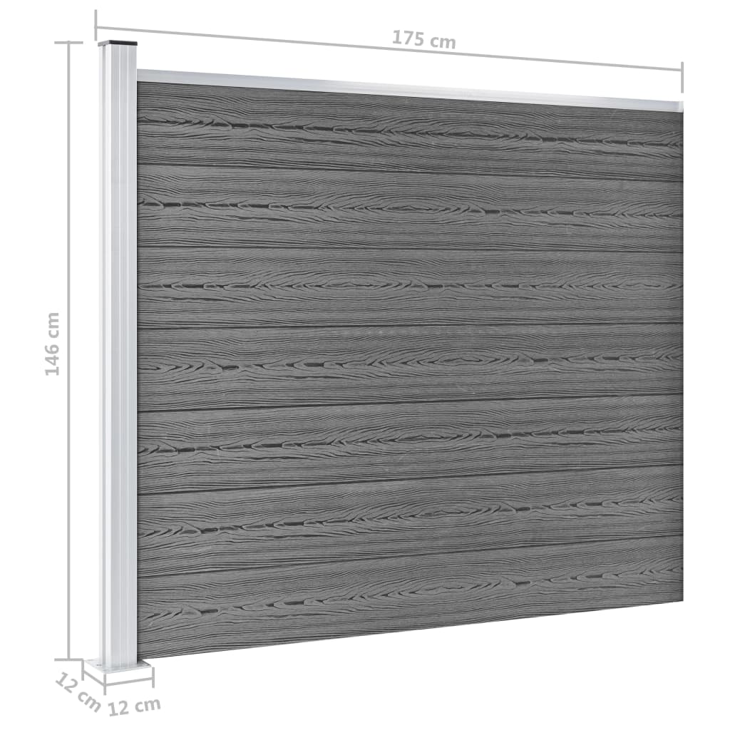 Fence Panel Set WPC 699x146 cm Grey