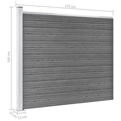 Fence Panel Set WPC 699x146 cm Grey