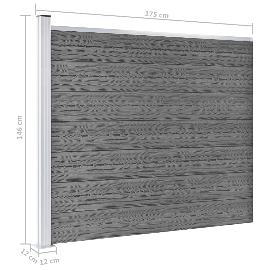 Fence Panel Set WPC 872x146 cm Grey
