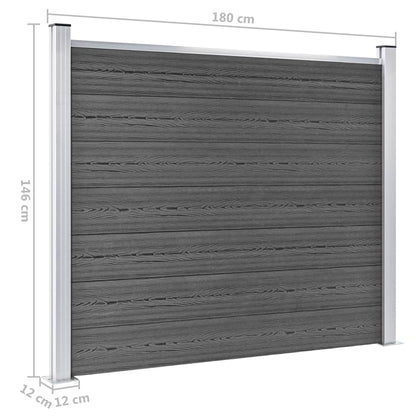 Fence Panel Set WPC 353x146 cm Black