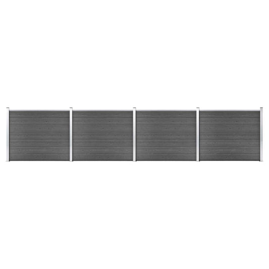 Fence Panel Set WPC 699x146 cm Black