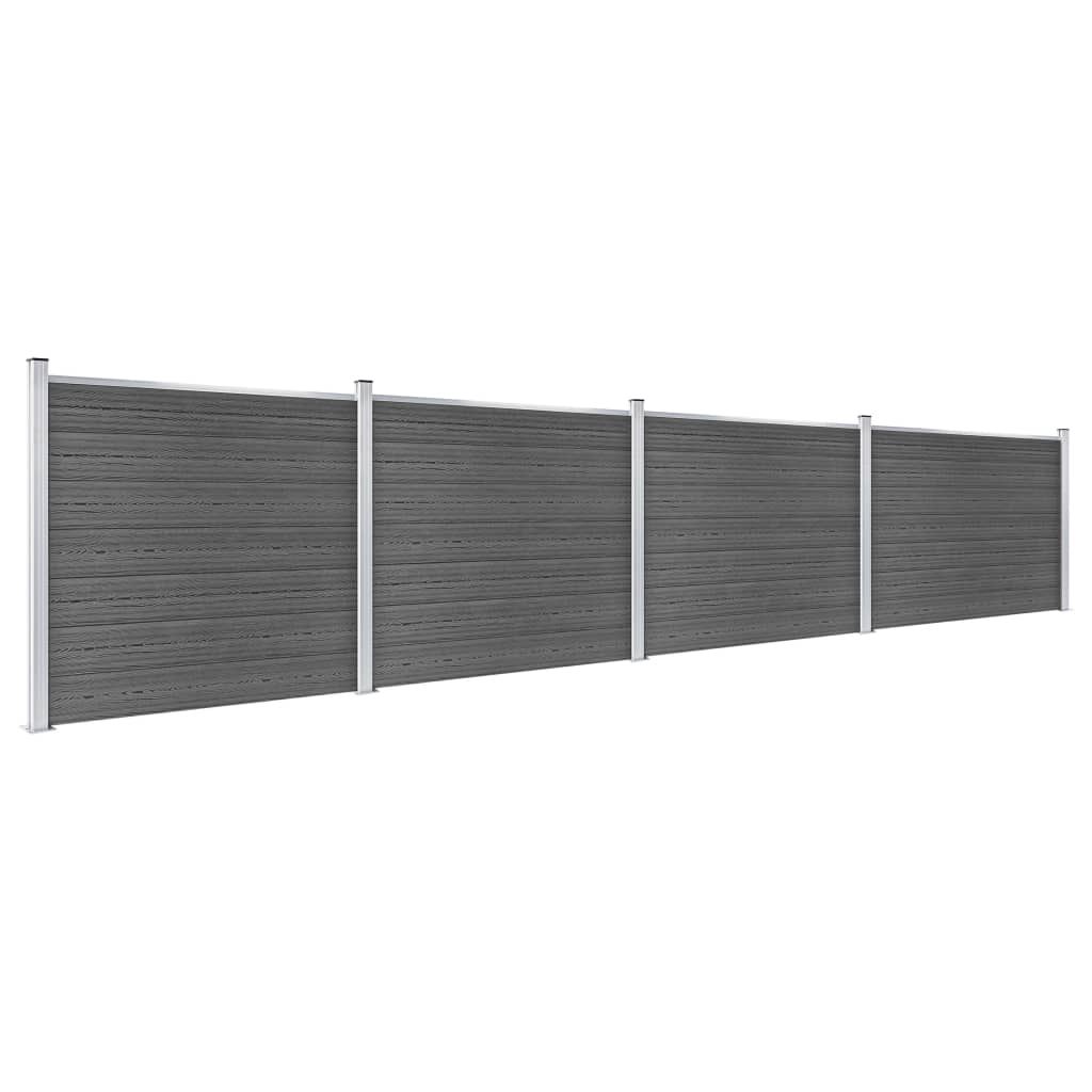 Fence Panel Set WPC 699x146 cm Black
