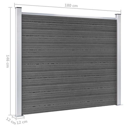 Fence Panel Set WPC 699x146 cm Black