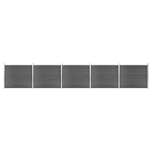 Fence Panel Set WPC 872x146 cm Black