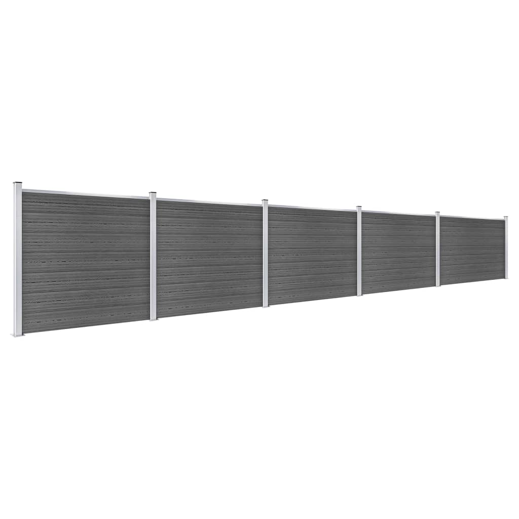 Fence Panel Set WPC 872x146 cm Black