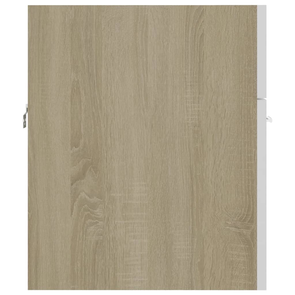 Sink Cabinet with Built-in Basin White and Sonoma Oak Engineered Wood