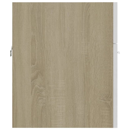 Sink Cabinet with Built-in Basin White and Sonoma Oak Engineered Wood