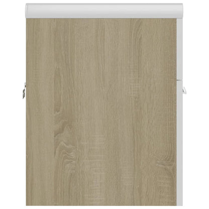 Sink Cabinet with Built-in Basin White and Sonoma Oak Engineered Wood