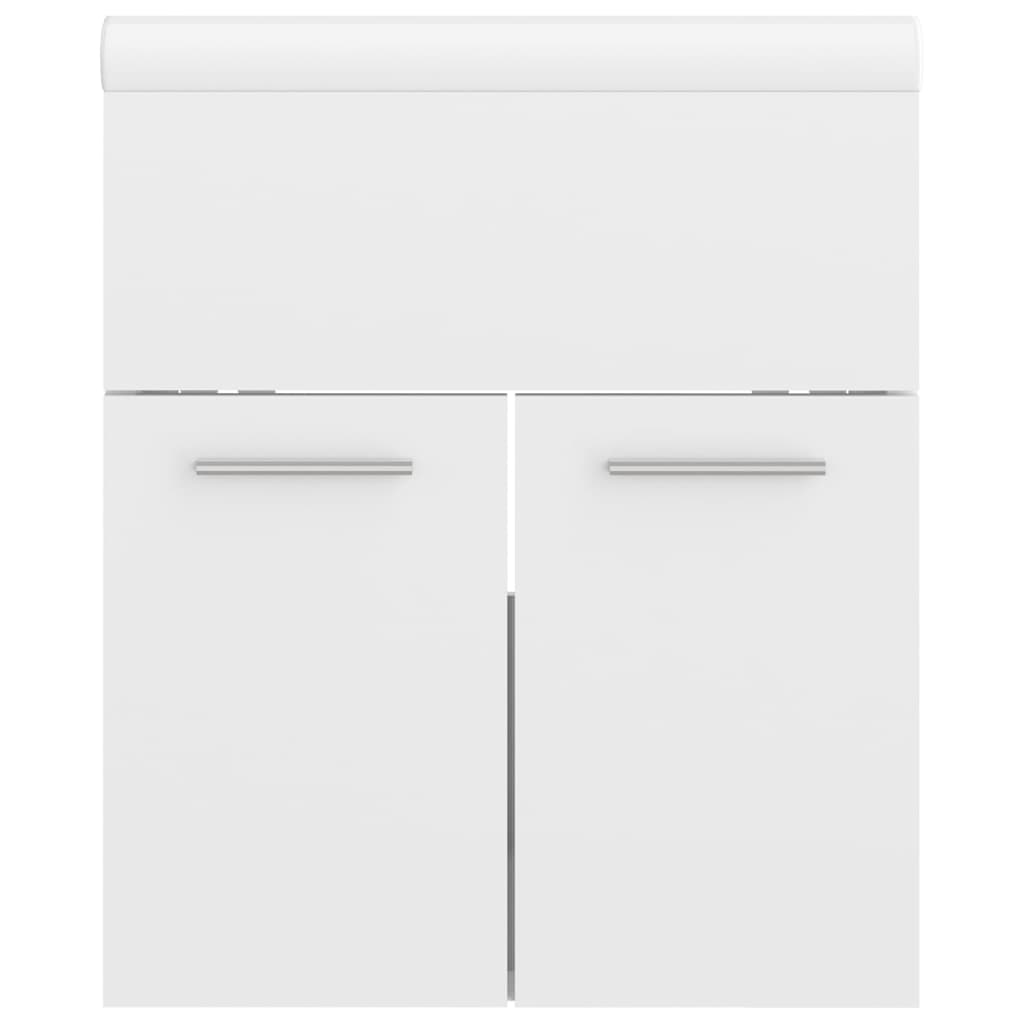 Sink Cabinet with Built-in Basin High Gloss White Engineered Wood