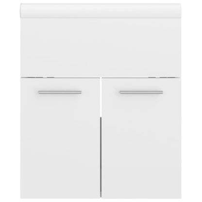 Sink Cabinet with Built-in Basin High Gloss White Engineered Wood