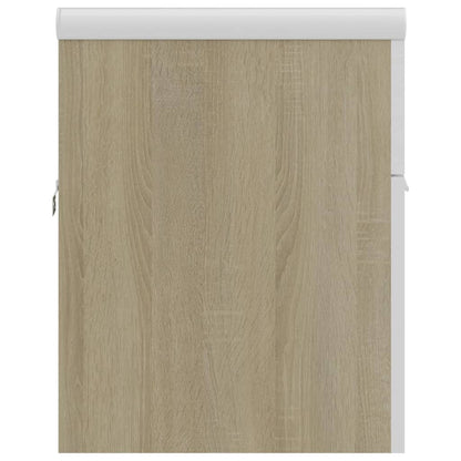 Sink Cabinet with Built-in Basin White and Sonoma Oak Engineered Wood