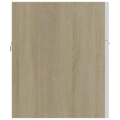 Sink Cabinet with Built-in Basin White and Sonoma Oak Engineered Wood