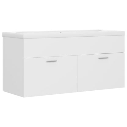 Sink Cabinet with Built-in Basin White Engineered Wood