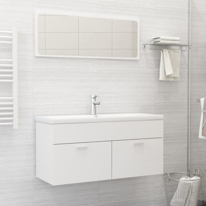 Sink Cabinet with Built-in Basin White Engineered Wood