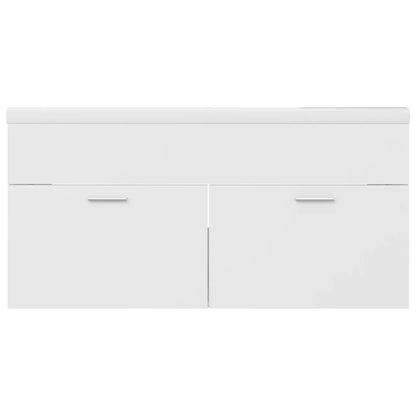 Sink Cabinet with Built-in Basin White Engineered Wood