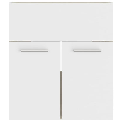 Sink Cabinet with Built-in Basin White and Sonoma Oak Engineered Wood