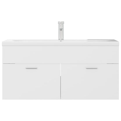 Sink Cabinet with Built-in Basin White Engineered Wood
