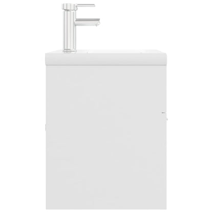 Sink Cabinet with Built-in Basin White Engineered Wood